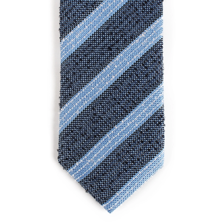 Dacheng Wholesale Blue Striped Ties Custom Jacquard Corbatas Loop Yarn Silk Tie 