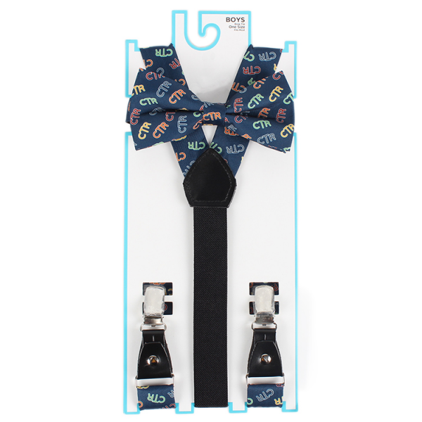 Dacheng Wholesale Suit Shirt Accessories Custom Boy Suspenders Kids Bow Tie Elastic Suspender Gift Set 