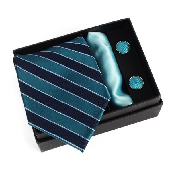 Dacheng Wholesale Necktie Gift Box Mens Woven Cravate Cufflink Neck Ties Set 