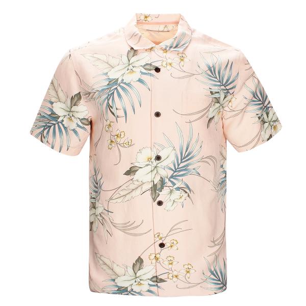 Men's Relaxed-Fit Printing Hawaiian Pink Shirt
